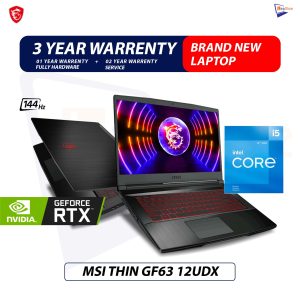 Brand New Thin GF63 12UDX | Intel Core i5-12450H 12th Gen | 8GB DDR4 Ram |  512GB NVMe | 15.6” inch Full HD  144Hz Display | RTX™ 3050 VGA Gaming Laptop