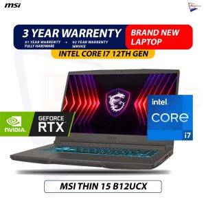 Brand New MSI Thin 15 B12UCX | Intel Core i7 - 12650H 12th Gen |  8GB DDR4 Ram | 512GB NVMe | NVIDIA GeForce RTX 2050 VGA Gaming Laptop